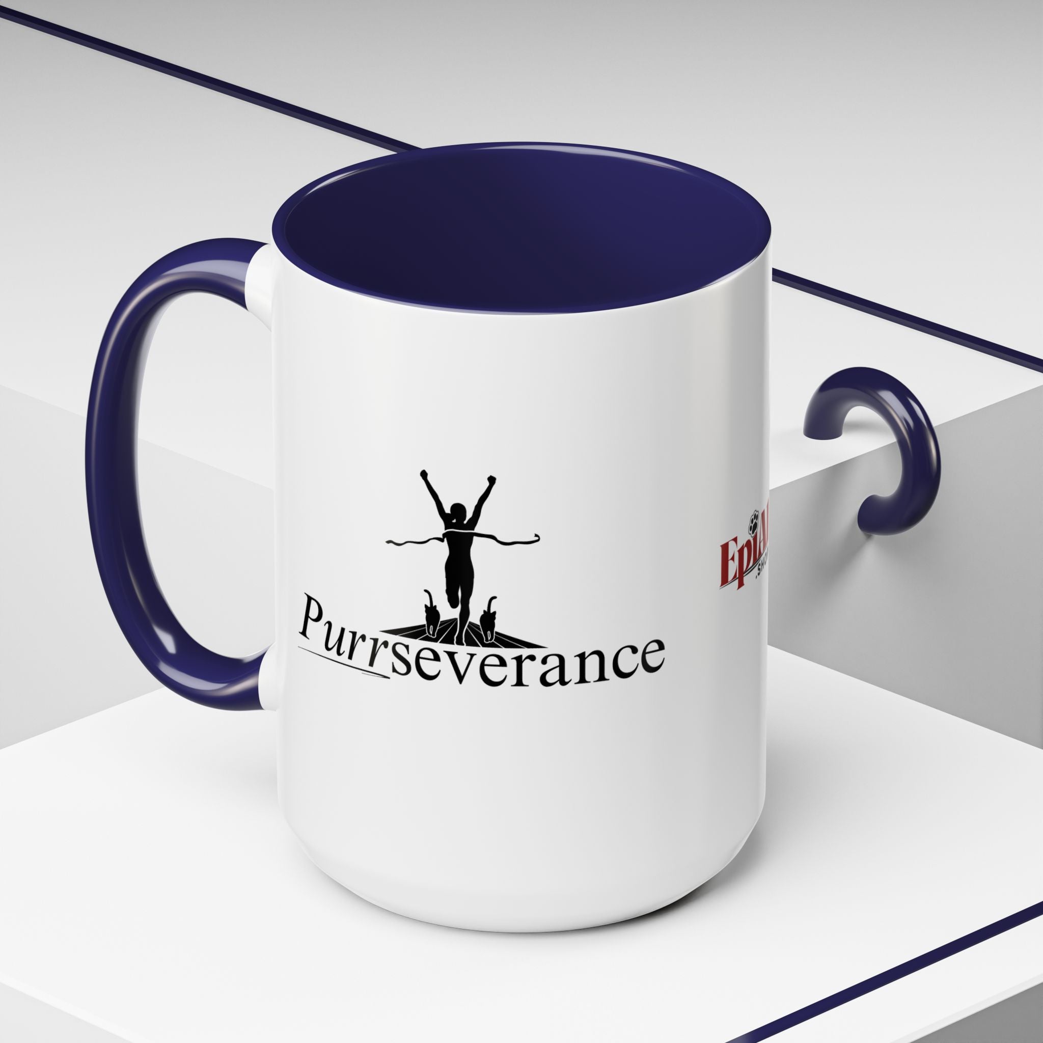 Photo depicting the ​Purrseverance Accent Coffee Mug (11, 15oz) from EpiAl's Shop.
