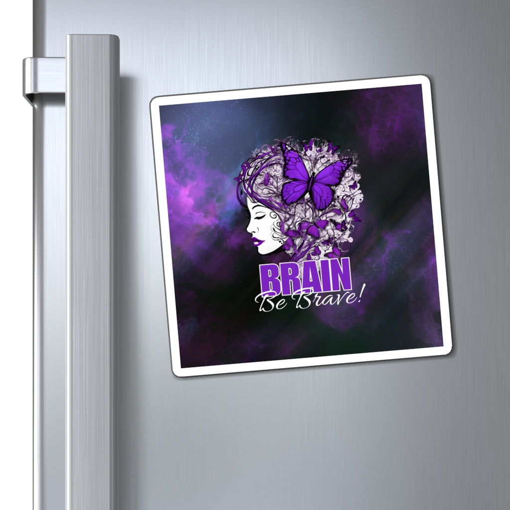 Photo depicting the ​Purple Brain Be Brave Magnets from EpiAl's Shop.