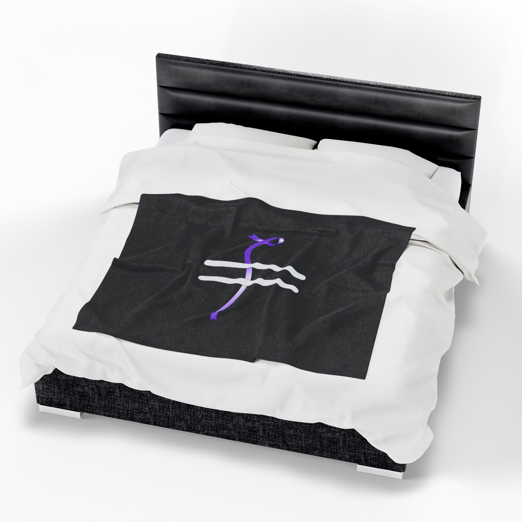“Pause” Epilepsy Awareness Velveteen Blanket – Purple Ribbon Pause Symbol