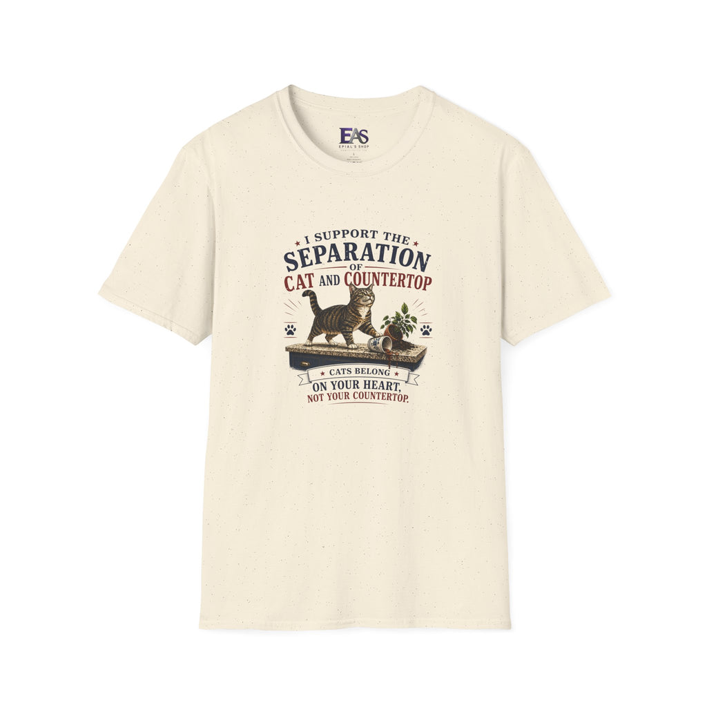 Separation of Cat and Countertop T-Shirt | Funny Cat Lover Tee