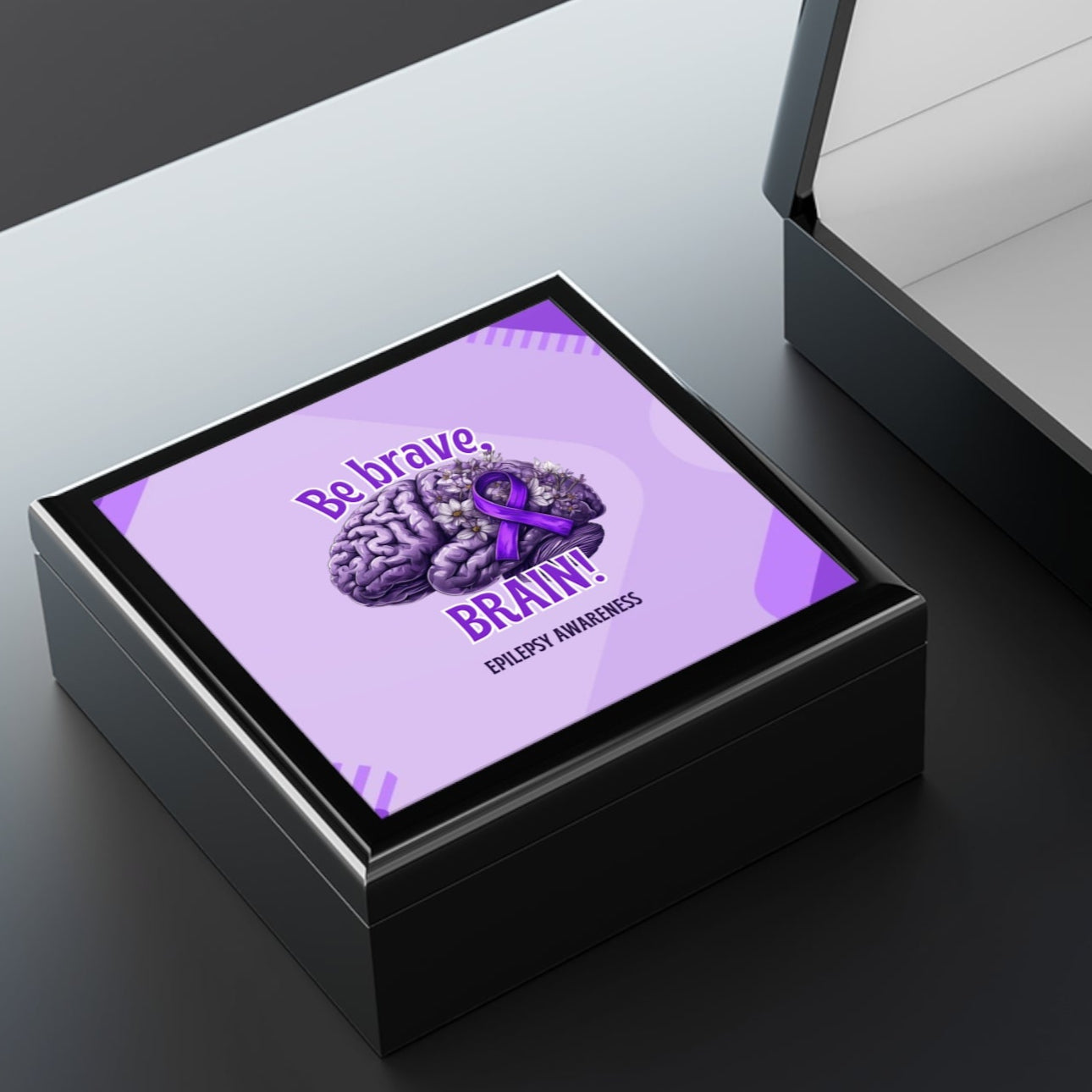 Epilepsy Awareness Jewelry Box, Brain Art Keepsake Box