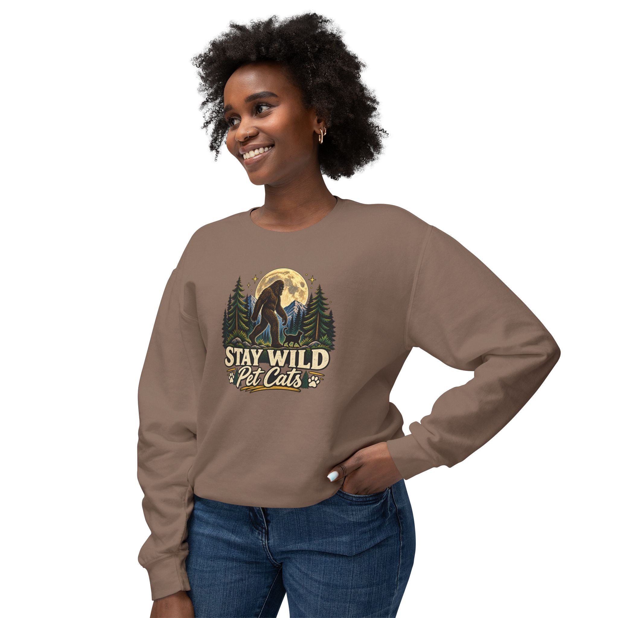 Stay Wild Pet Cats Sasquatch Crewneck Sweatshirt