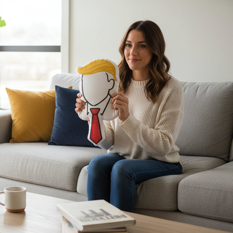 Faceless Tie Political Parody Shaped Pillow