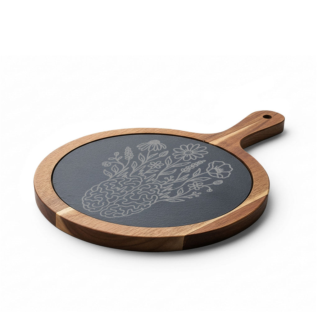 Electric Wildflower Epilepsy Awareness Acacia and Slate Charcuterie Board
