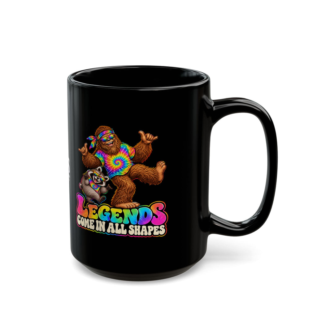 Legends Come in All Shapes | Bigfoot & Jimothy Raccoon Black Ceramic Mug (11oz/15oz)