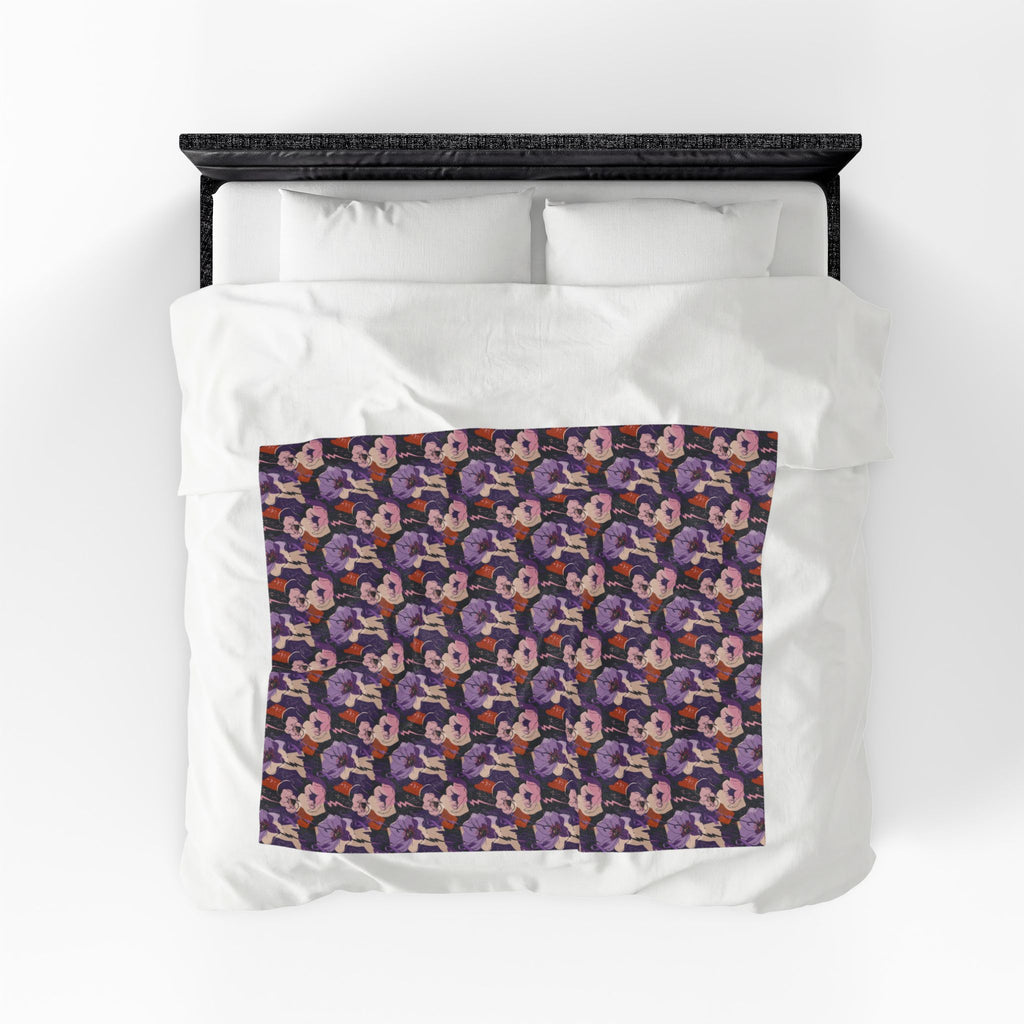 Epilepsy Awareness Floral Plush Blanket | Purple Ribbon Throw Blanket