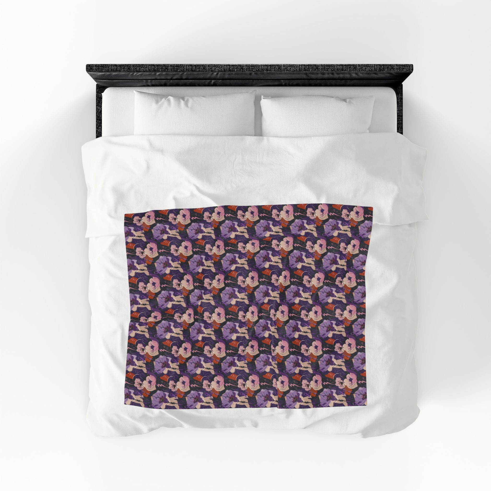 Epilepsy Awareness Floral Plush Blanket | Purple Ribbon Throw Blanket