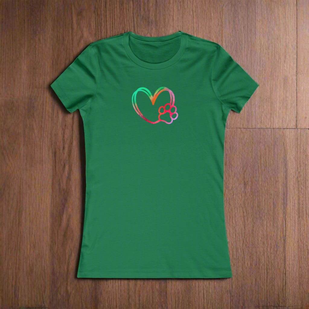 Rainbow Heart Paw Women's Favorite Tee - T - Shirt - Epileptic Al’s Shop