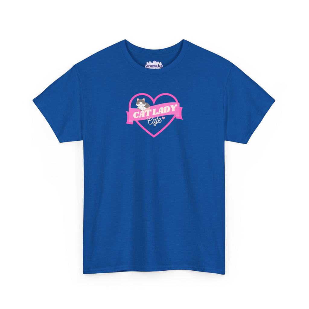 Cat Lady Cafe Unisex Heavy Cotton Tee - T - Shirt - Epileptic Al’s Shop