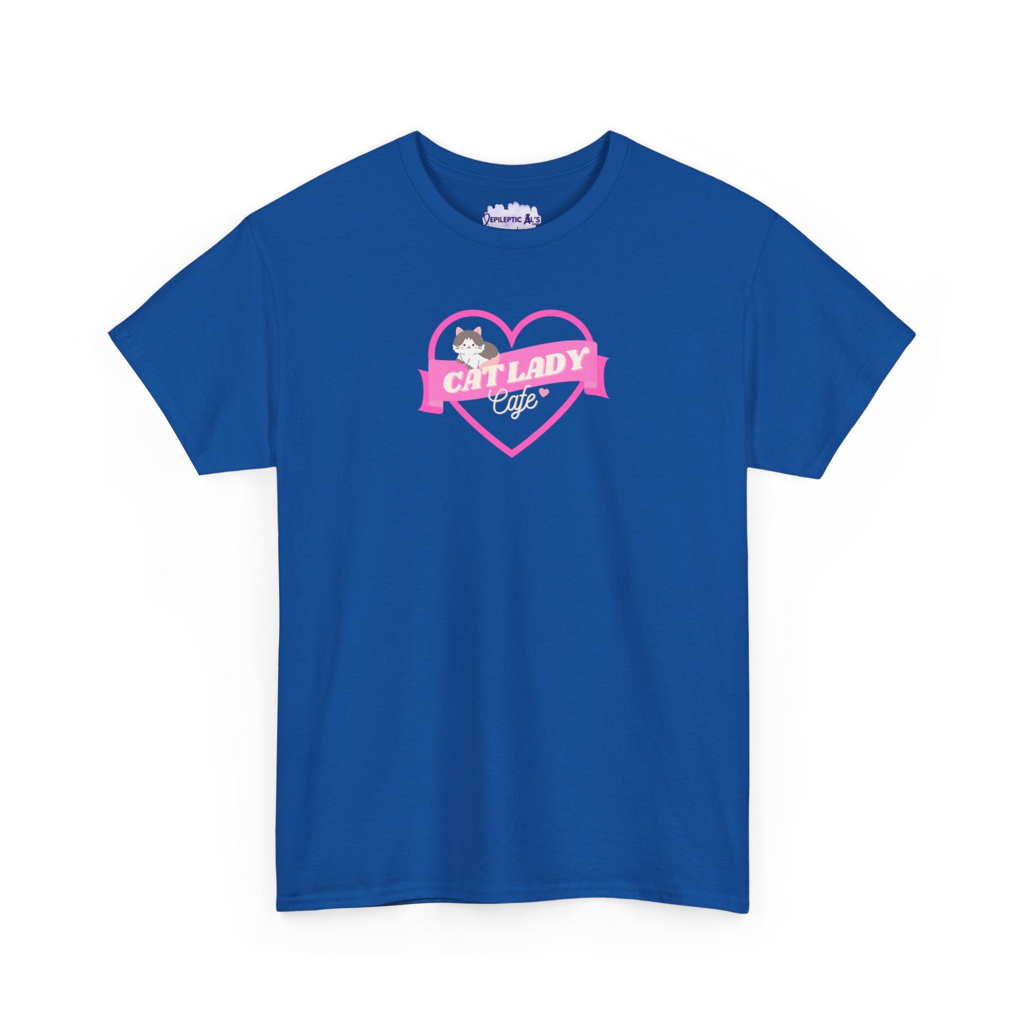 Cat Lady Cafe Unisex Heavy Cotton Tee - T - Shirt - Epileptic Al’s Shop