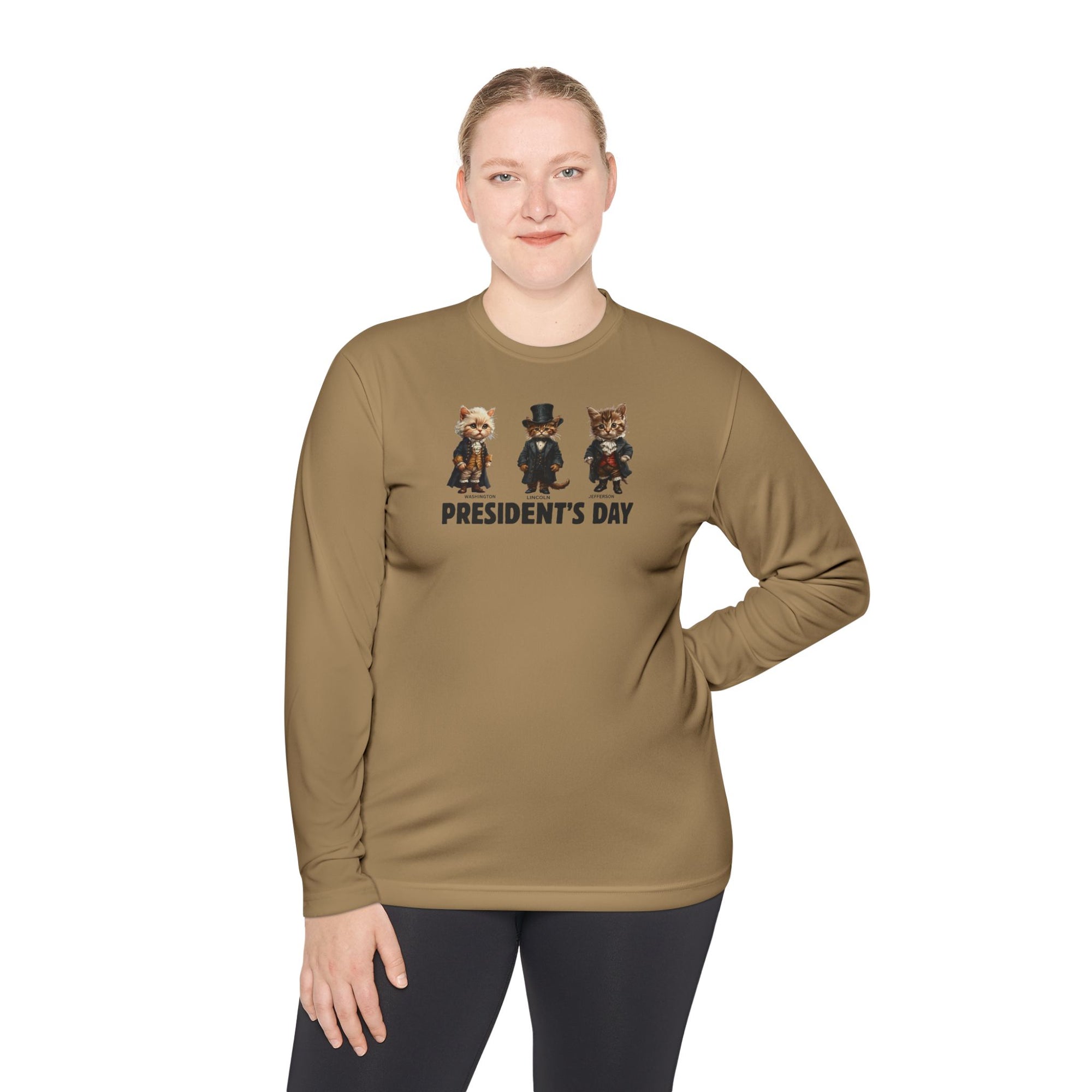 Presidents Day Kittens Unisex Lightweight Long Sleeve Tee