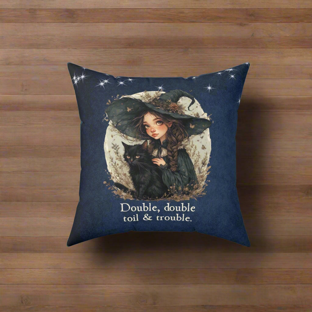 Double Double Toil & Trouble Decorative Pillow, Home Decor