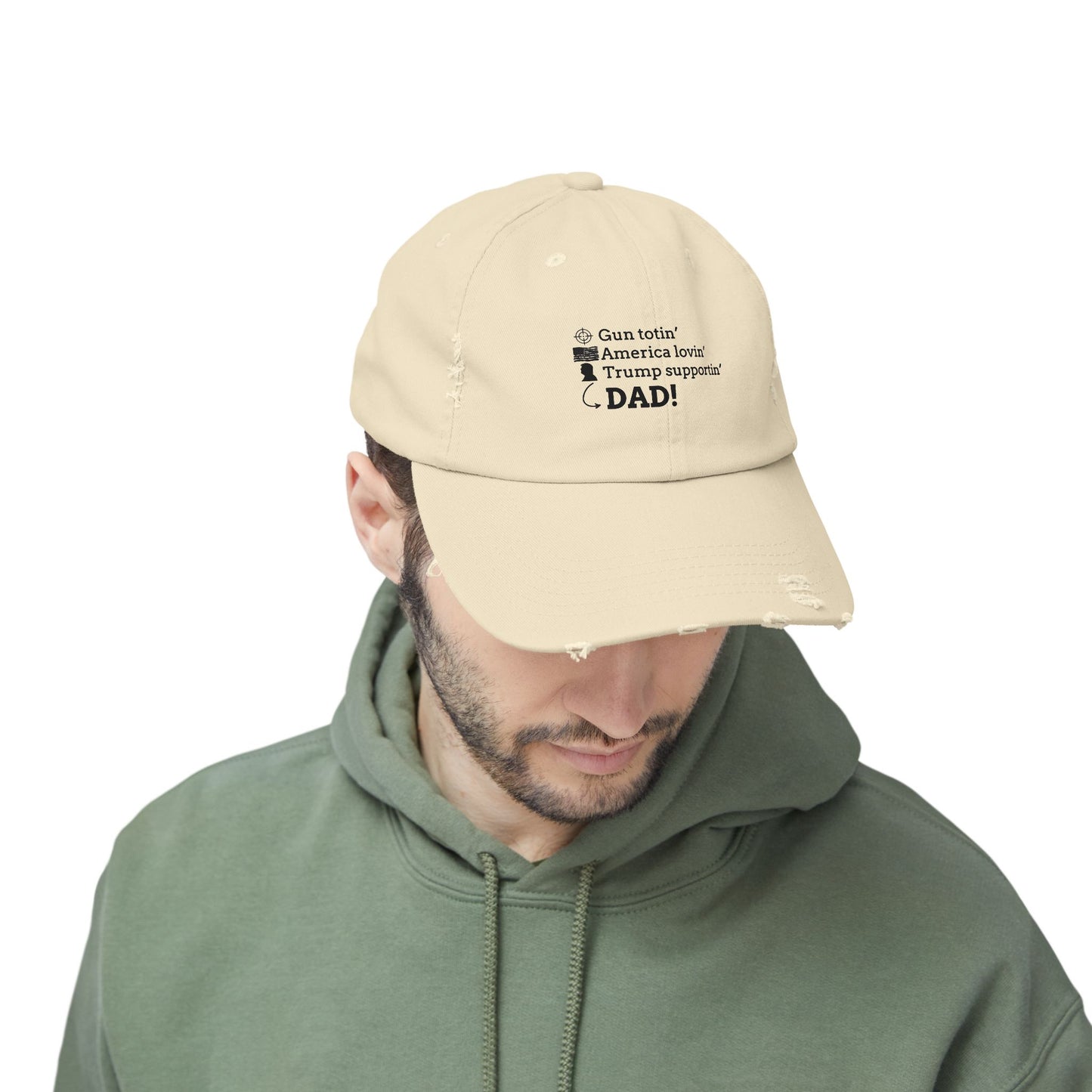 Distressed Unisex Cap - Gun Totin' America Lovin' Dad Hat