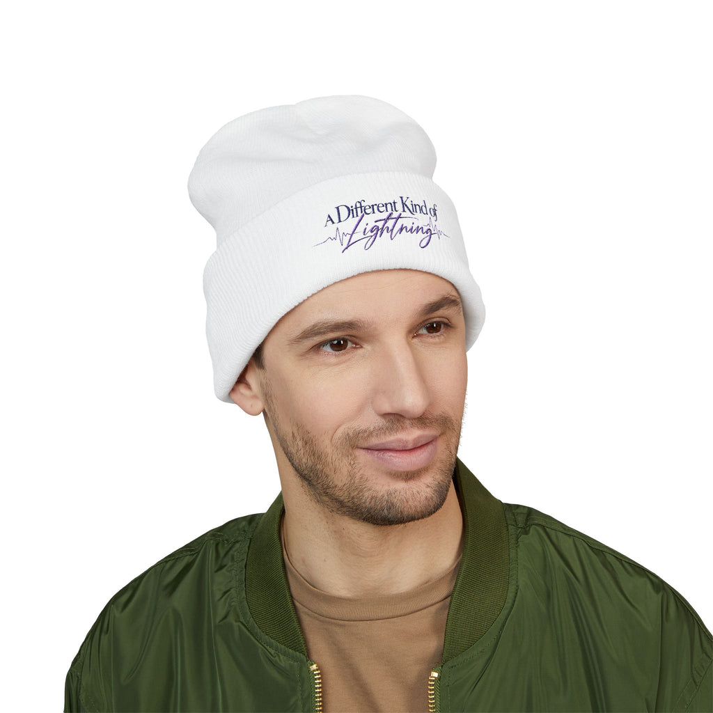 A Different Kind of Lightning | Embroidered Epilepsy Awareness Cuffed Beanie