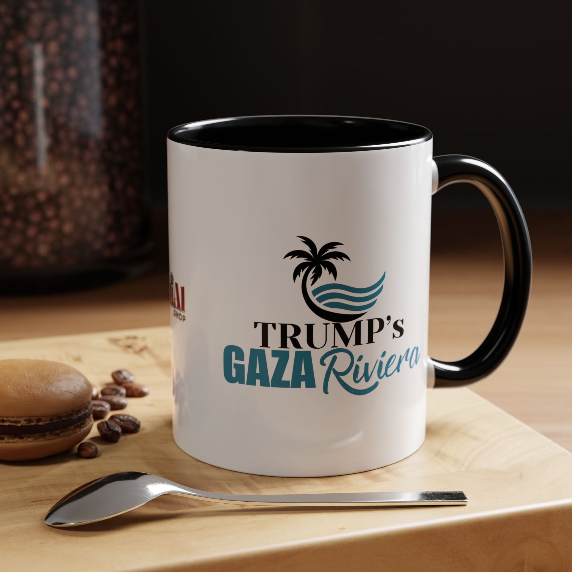 Tropical Trump’s Gaza Riviera Accent Coffee Mug - 11 & 15oz Ceramic Mug for Beach Lovers Printify