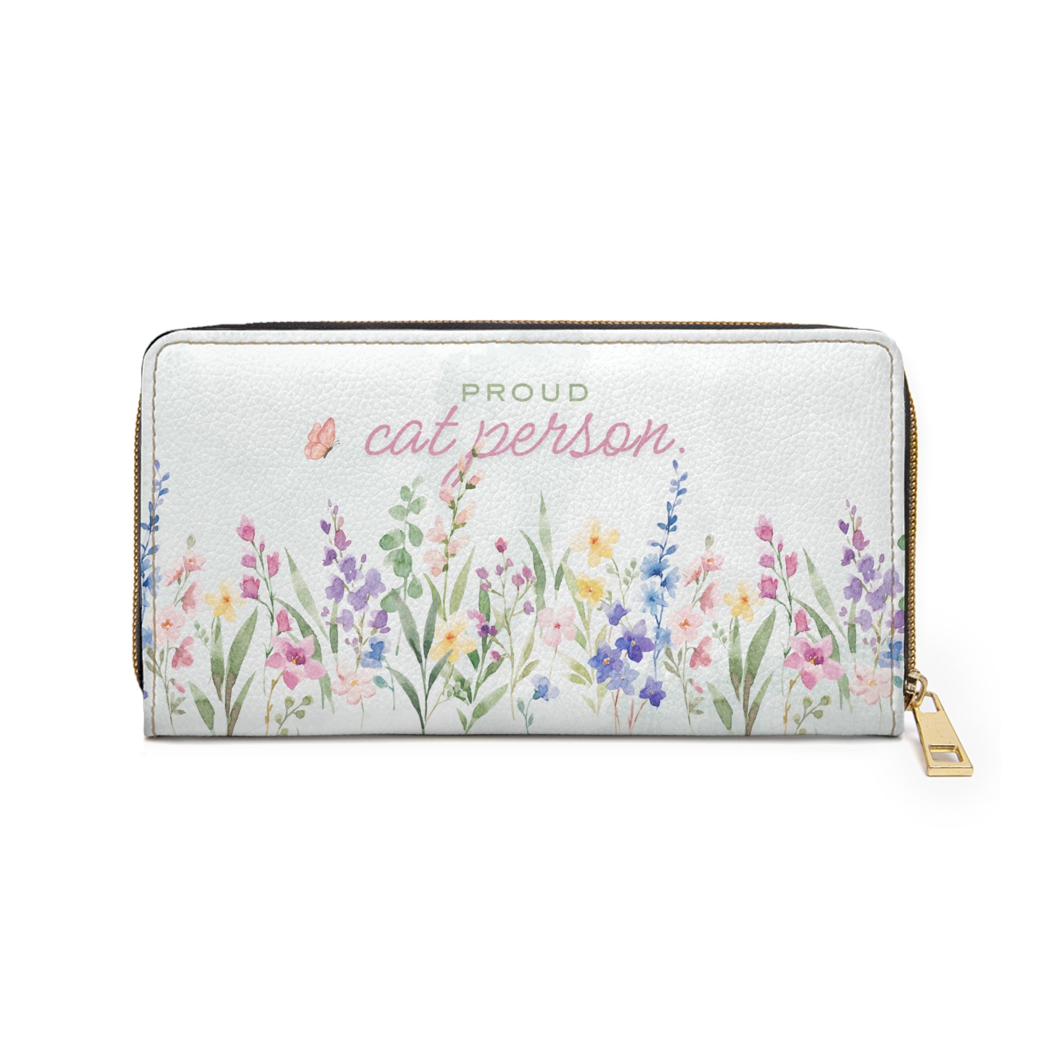 Proud Cat Person Floral Zip Wallet
