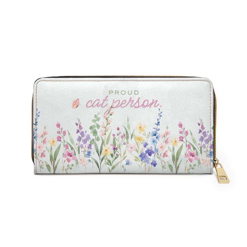 Proud Cat Person Floral Zip Wallet