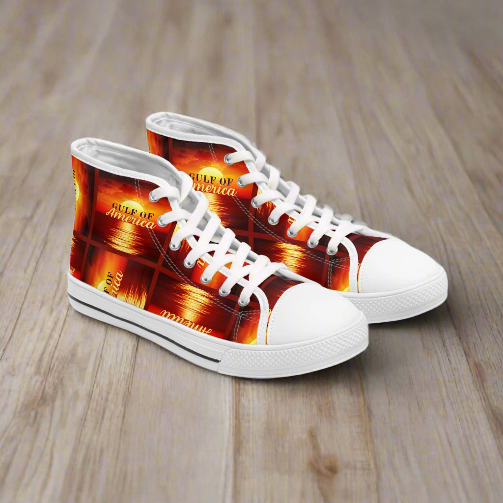 Gulf of America Women's High Top Sneakers - Unique Stylish Footwear Printify