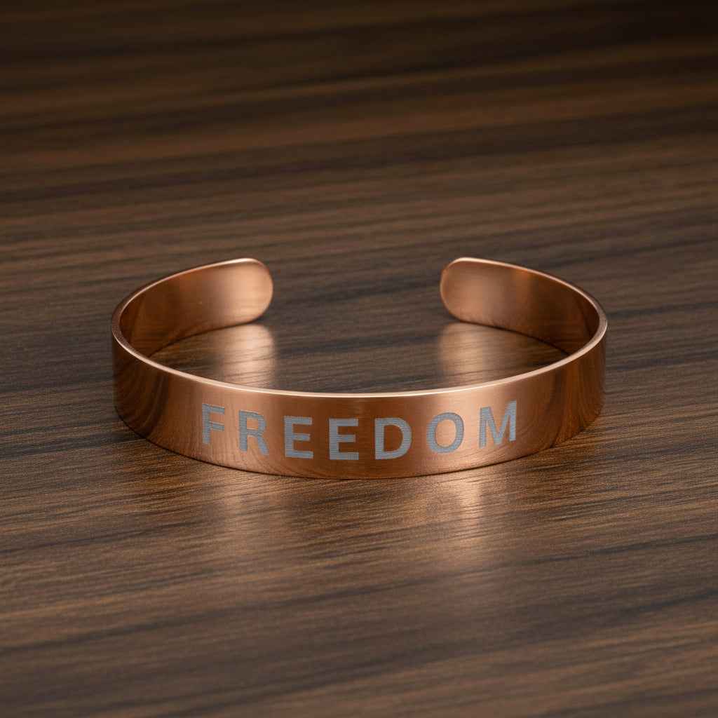 Engraved Freedom Cuff Bracelet - Inspirational Jewelry for Self-Expression