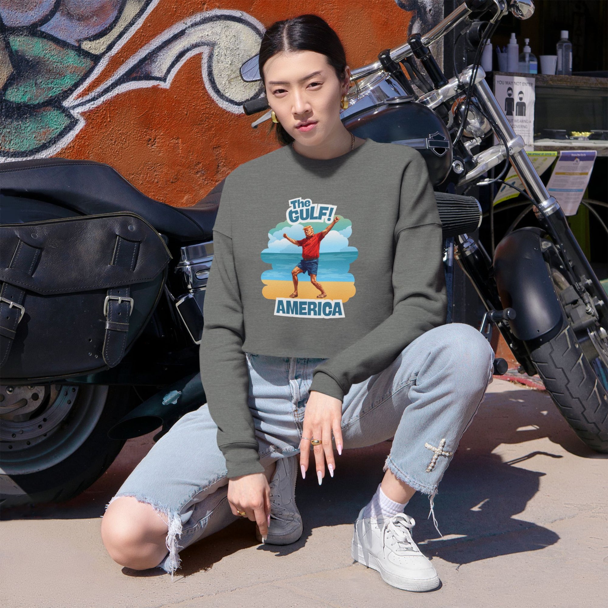 Cropped Sweatshirt with Gulf and America Design