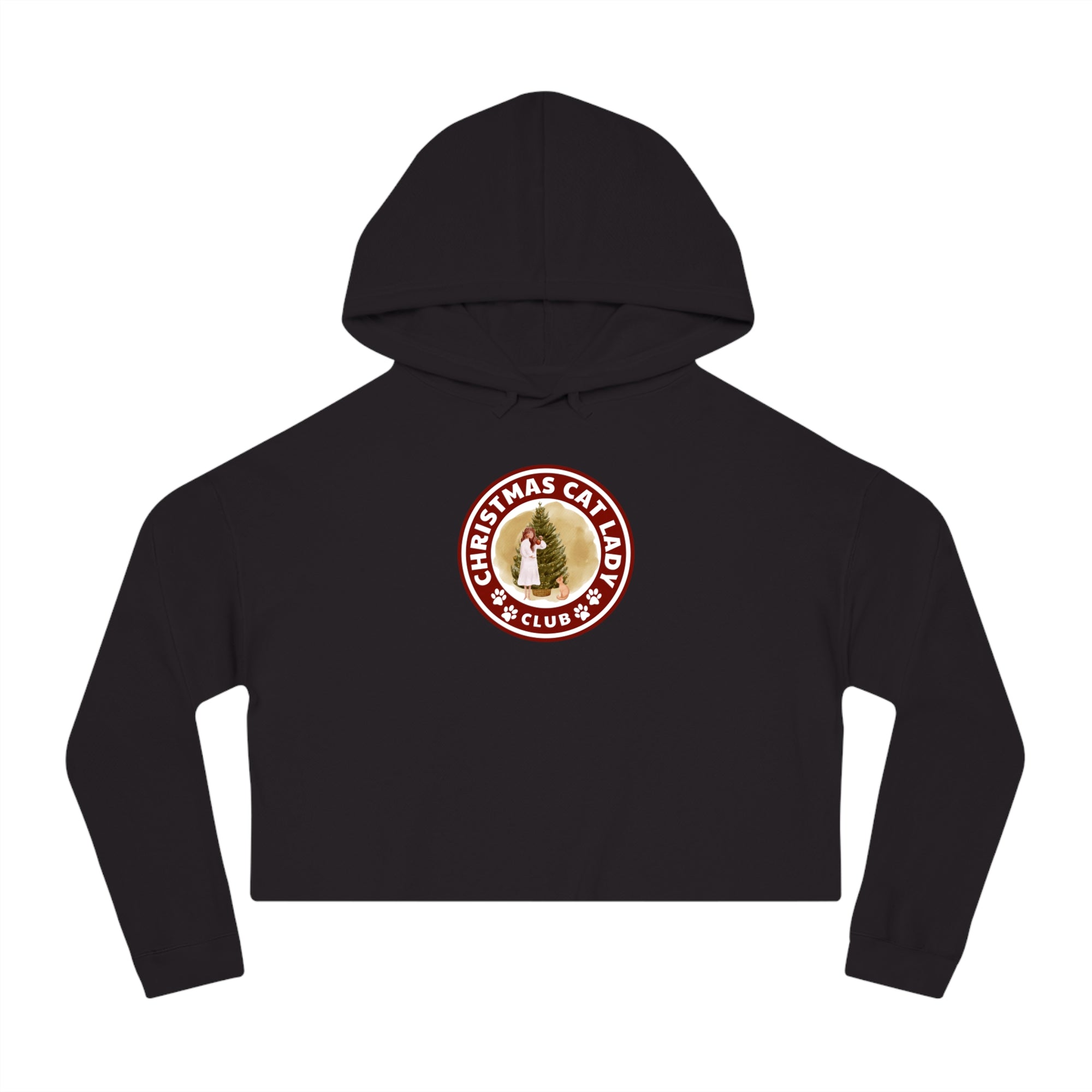 Christmas Cat Lady Club Women’s Cropped Hooded Sweatshirt