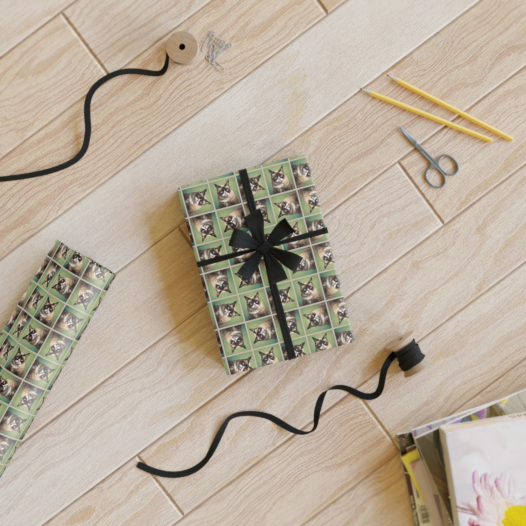 Whimsical Irritable Cat Gift Wrapping Paper Roll - Perfect for Animal Lovers