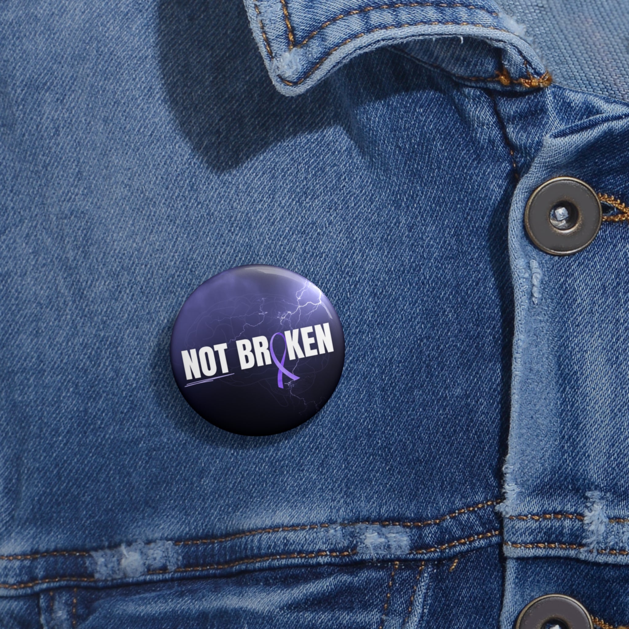 Not Broken Epilepsy Awareness Pin Button