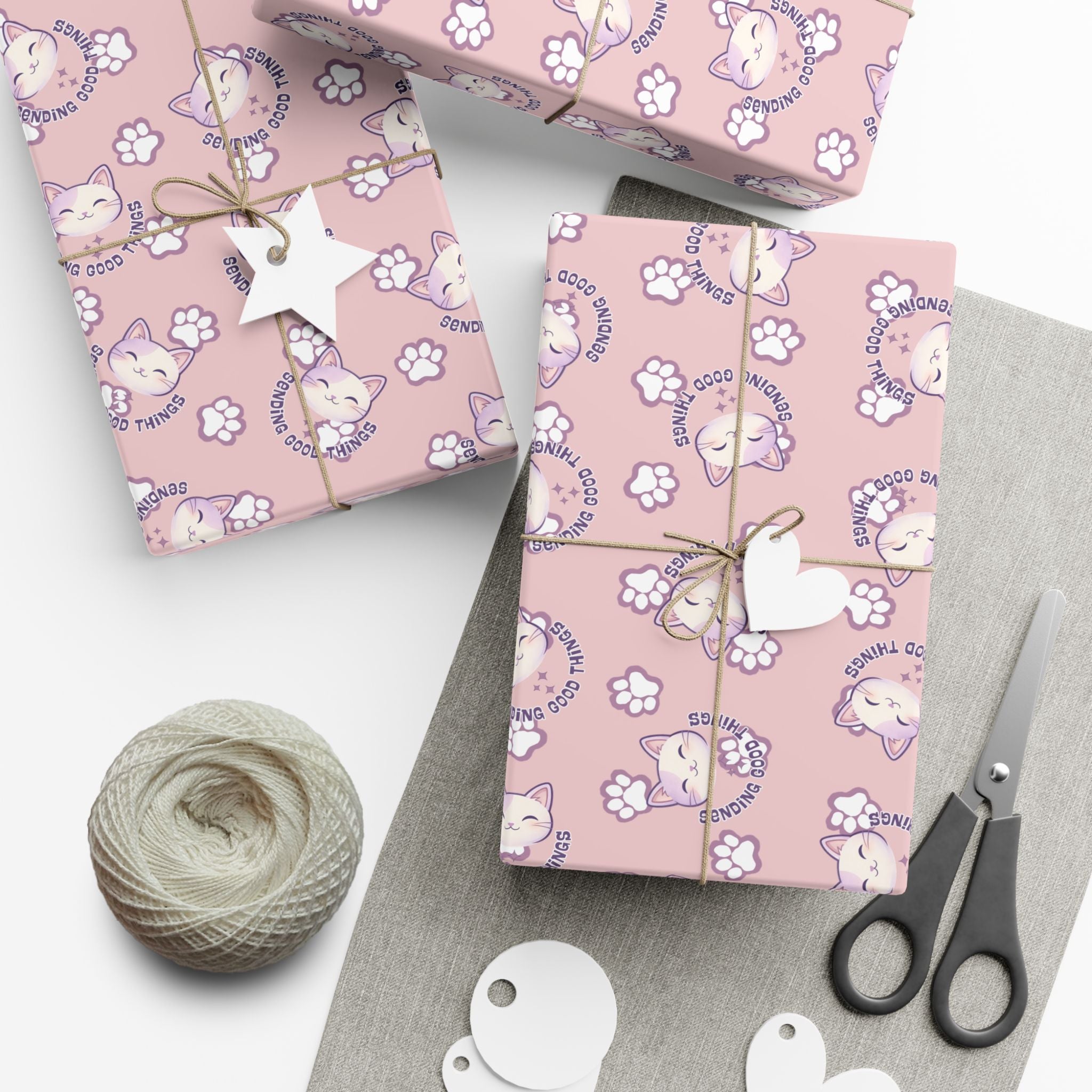 Smiling Cat Pattern Gift Wrap | All-Purpose Wrapping Paper