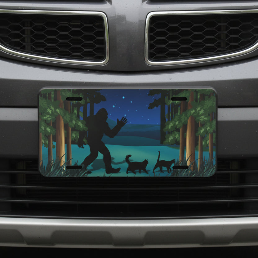 Catsquatch Vanity Plate – Cryptid Meets Cat Humor Front License Plate