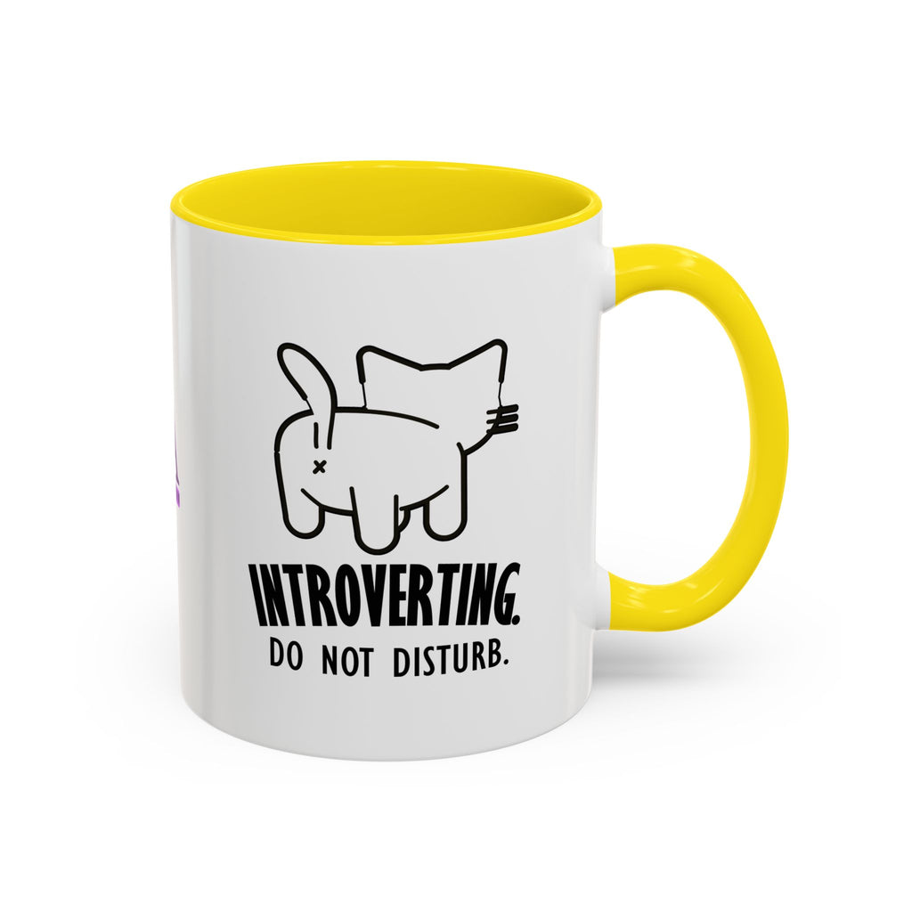 Introverting. Do Not Disturb. Two-Tone Cat Coffee Mug (11oz & 15oz)