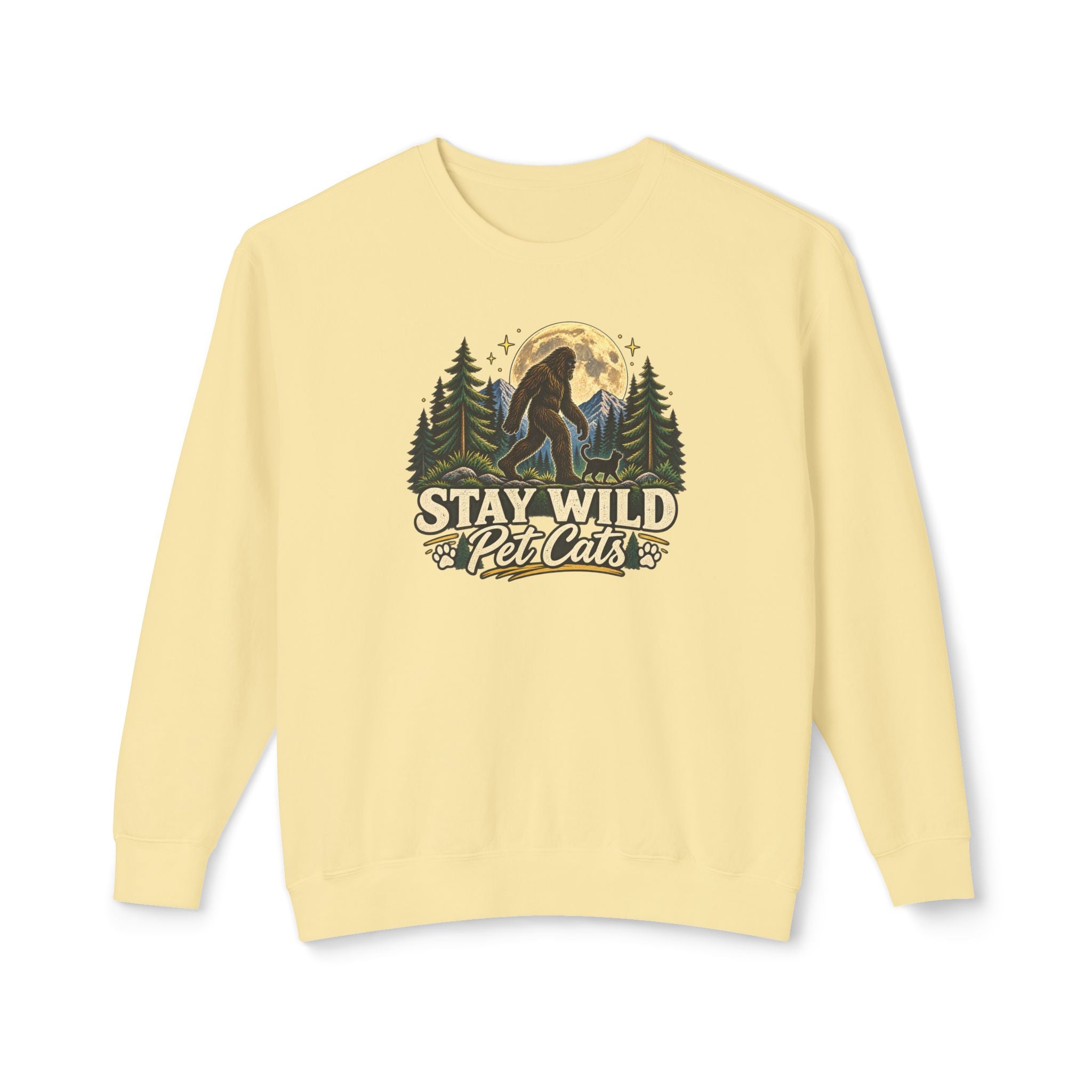 Stay Wild Pet Cats Sasquatch Crewneck Sweatshirt