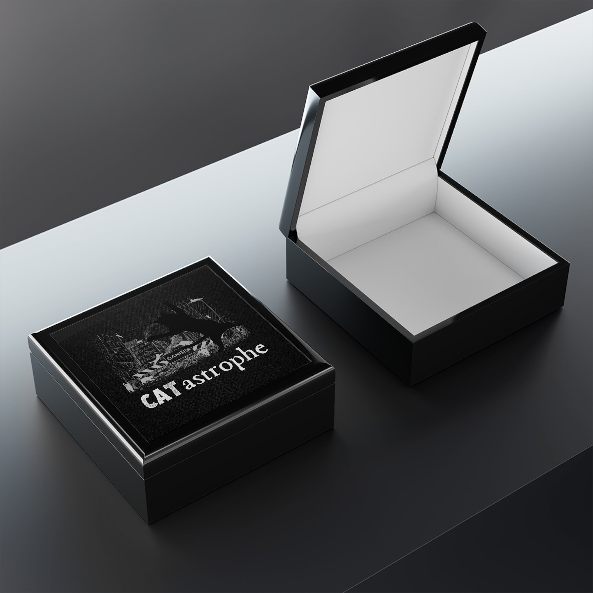 Photo depicting the ​CATastrophe Jewelry Box from EpiAl's Shop.