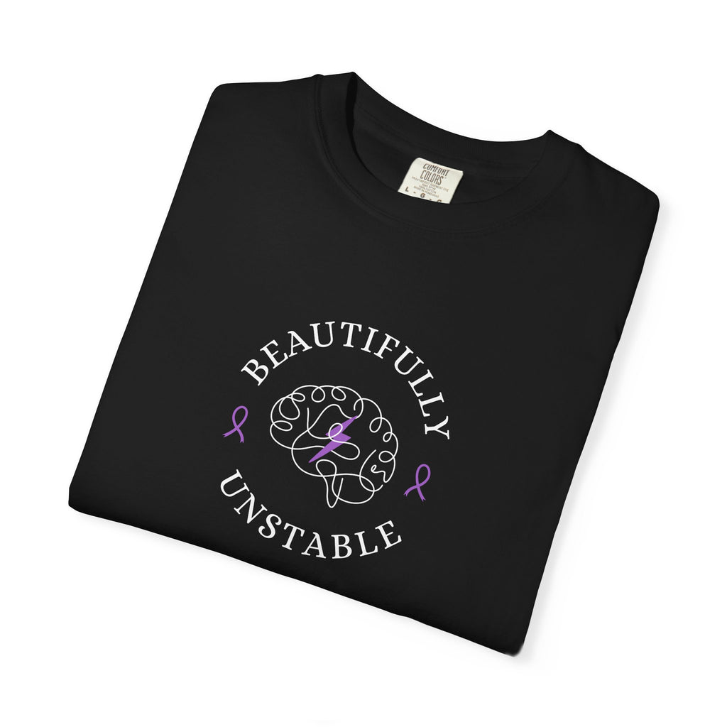 Beautifully Unstable Unisex T-Shirt – Epilepsy Awareness Purple Ribbon Tee