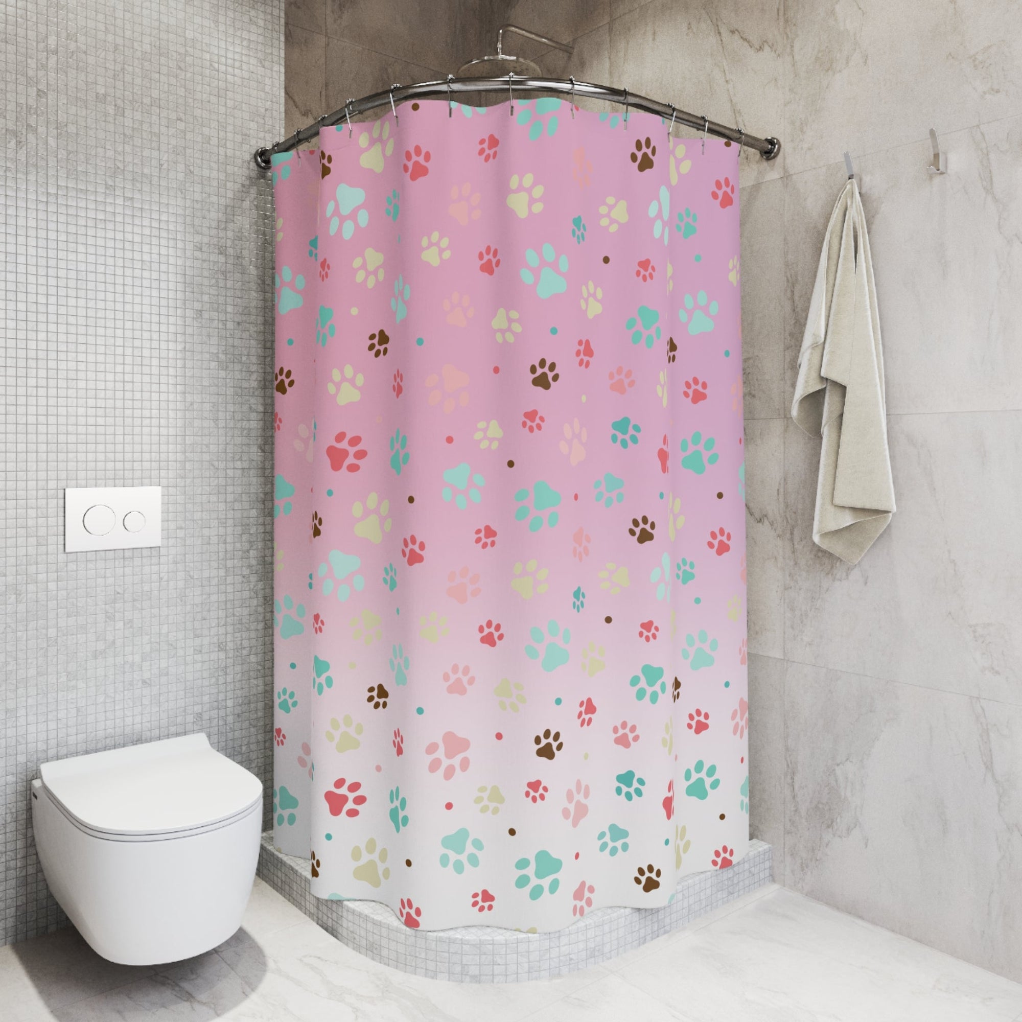 Cute Paw Print Shower Curtain for Pet Lovers Printify