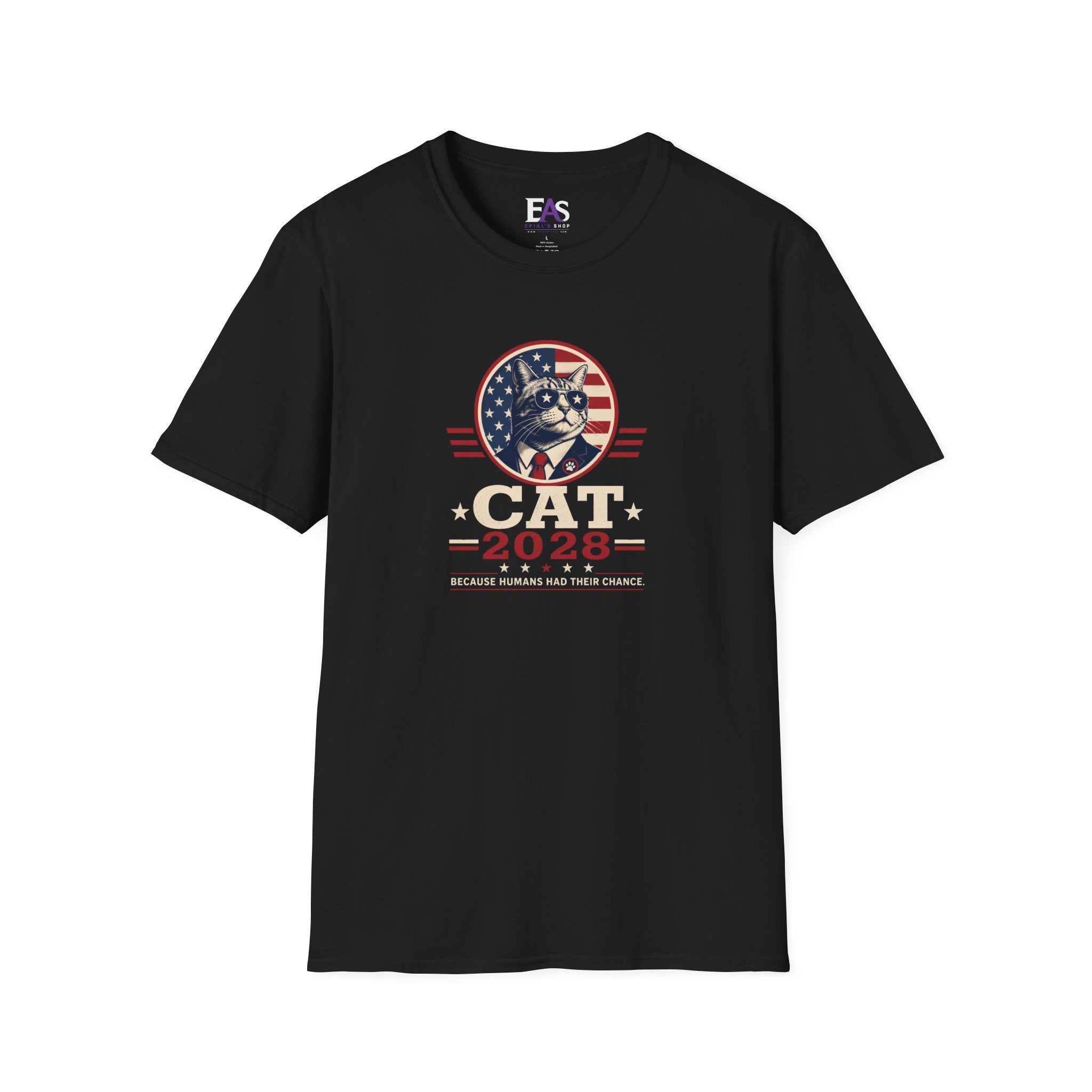 CAT 2028 T-Shirt | Because Humans Had Their Chance Funny Cat Campaign Tee