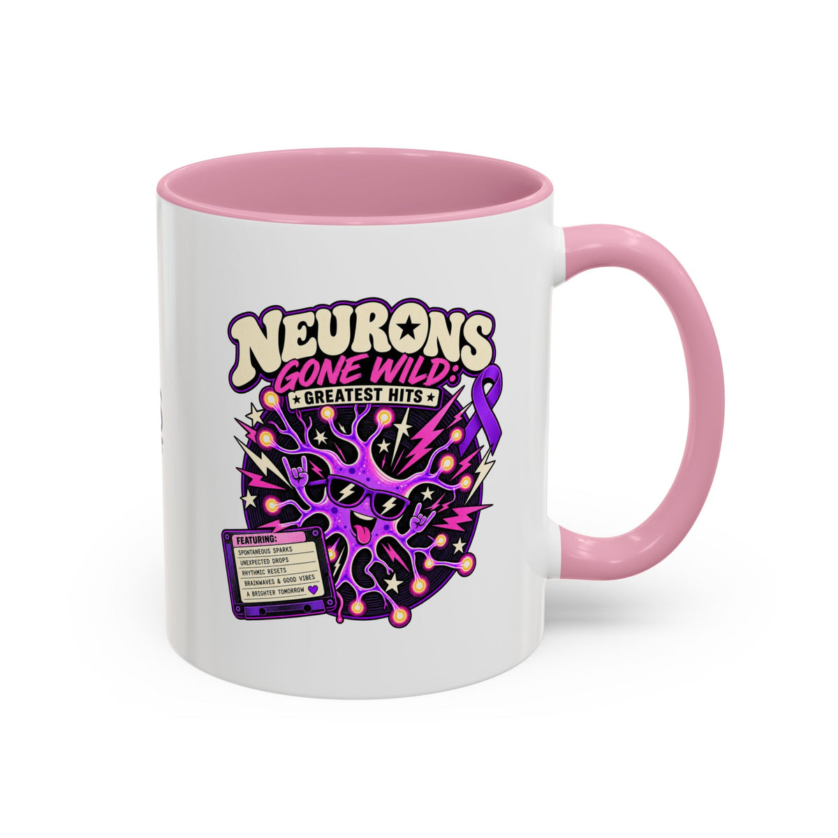 Neurons Gone Wild: Greatest Hits Epilepsy Awareness Accent Coffee Mug (11oz/15oz)
