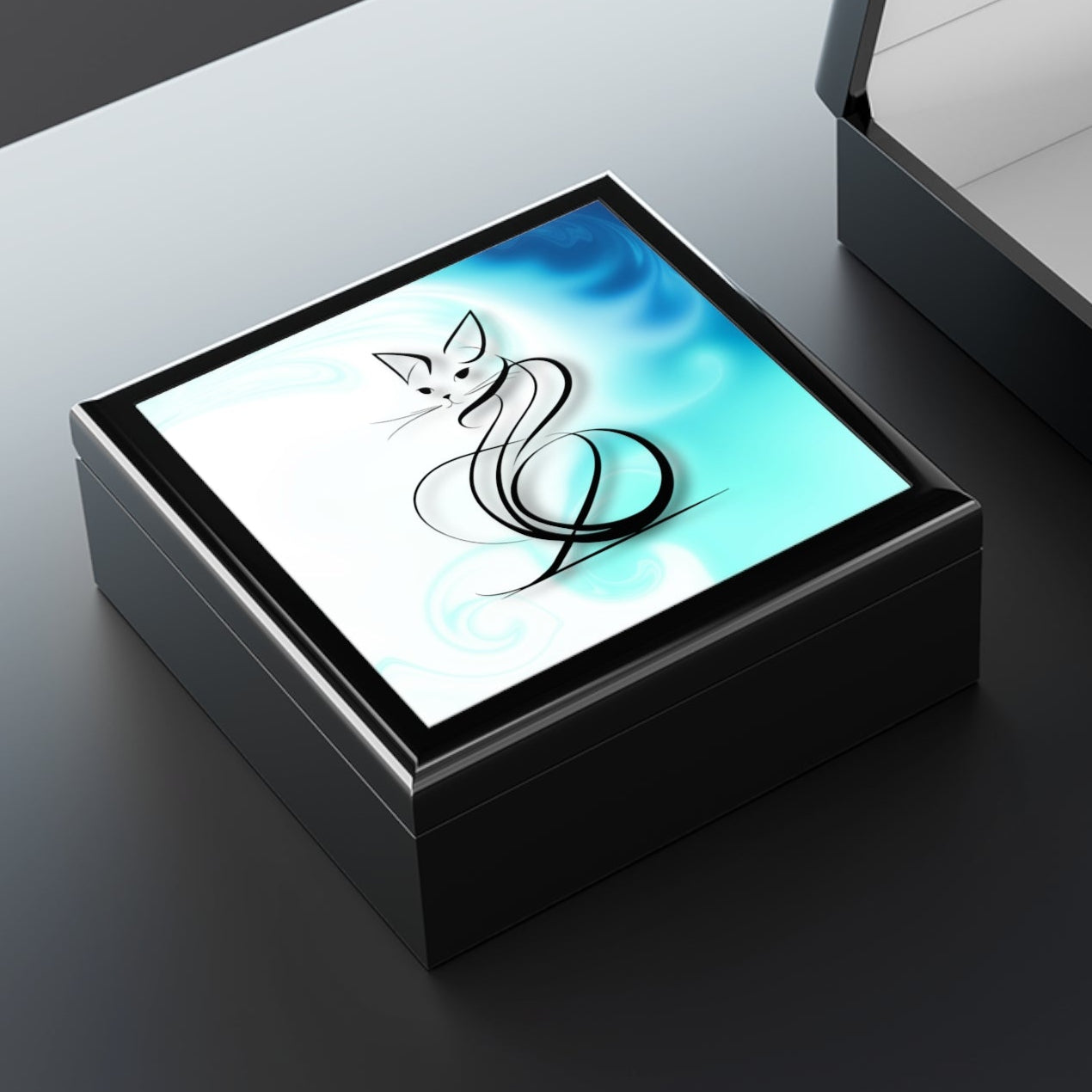Elegant Swirly Cat Jewelry Box