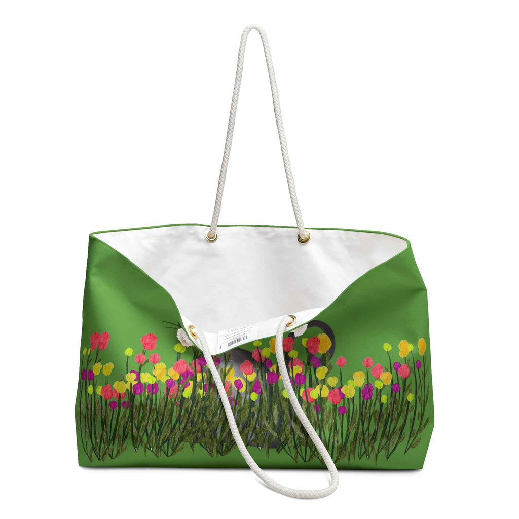 Cat in the Wildflowers Weekender Bag – Whimsical Floral Travel Tote