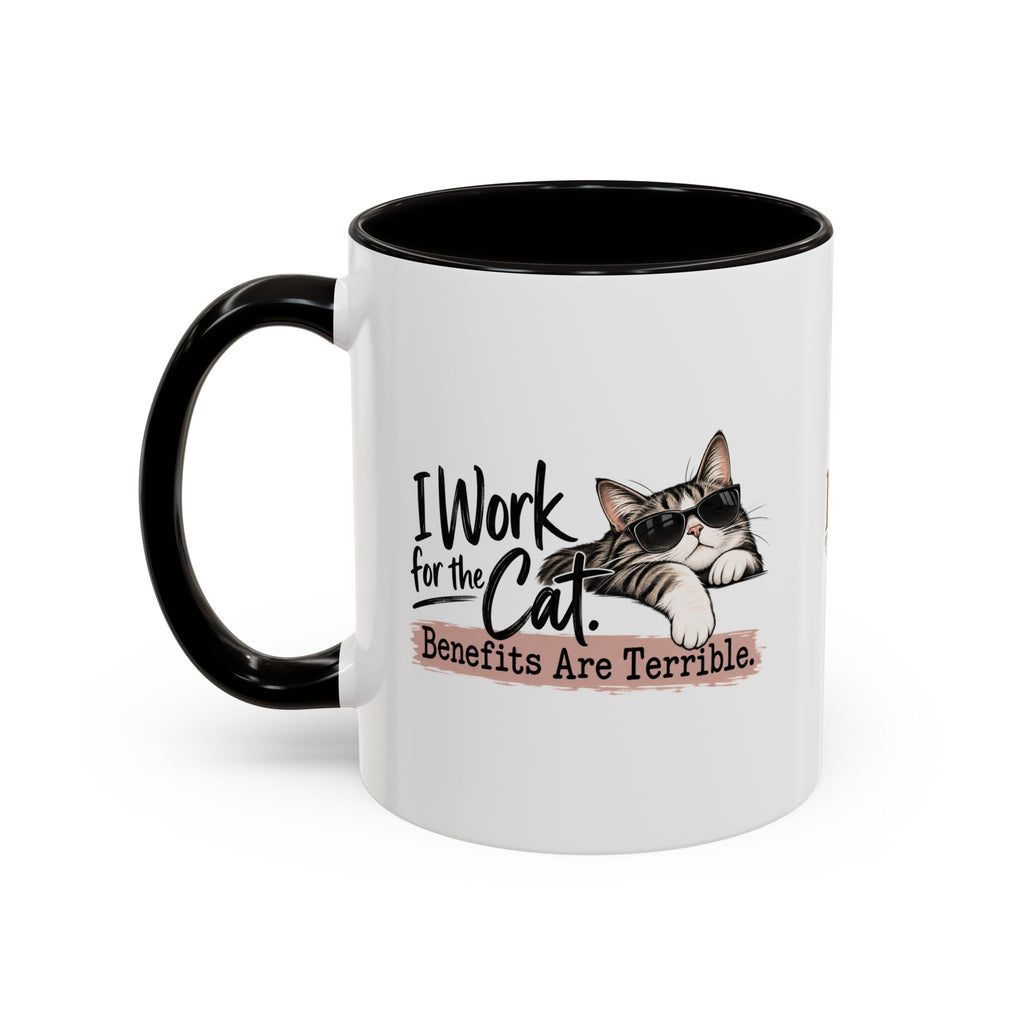 I Work for the Cat Coffee Mug | Funny Cat Lover Ceramic Mug (11oz/15oz)
