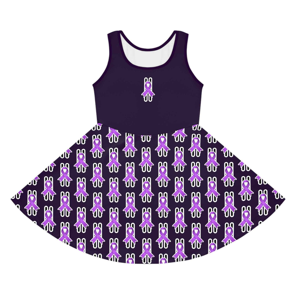 Pause for Epilepsy Awareness Girls Dress – Purple Ribbon Sleeveless Twirl Dress