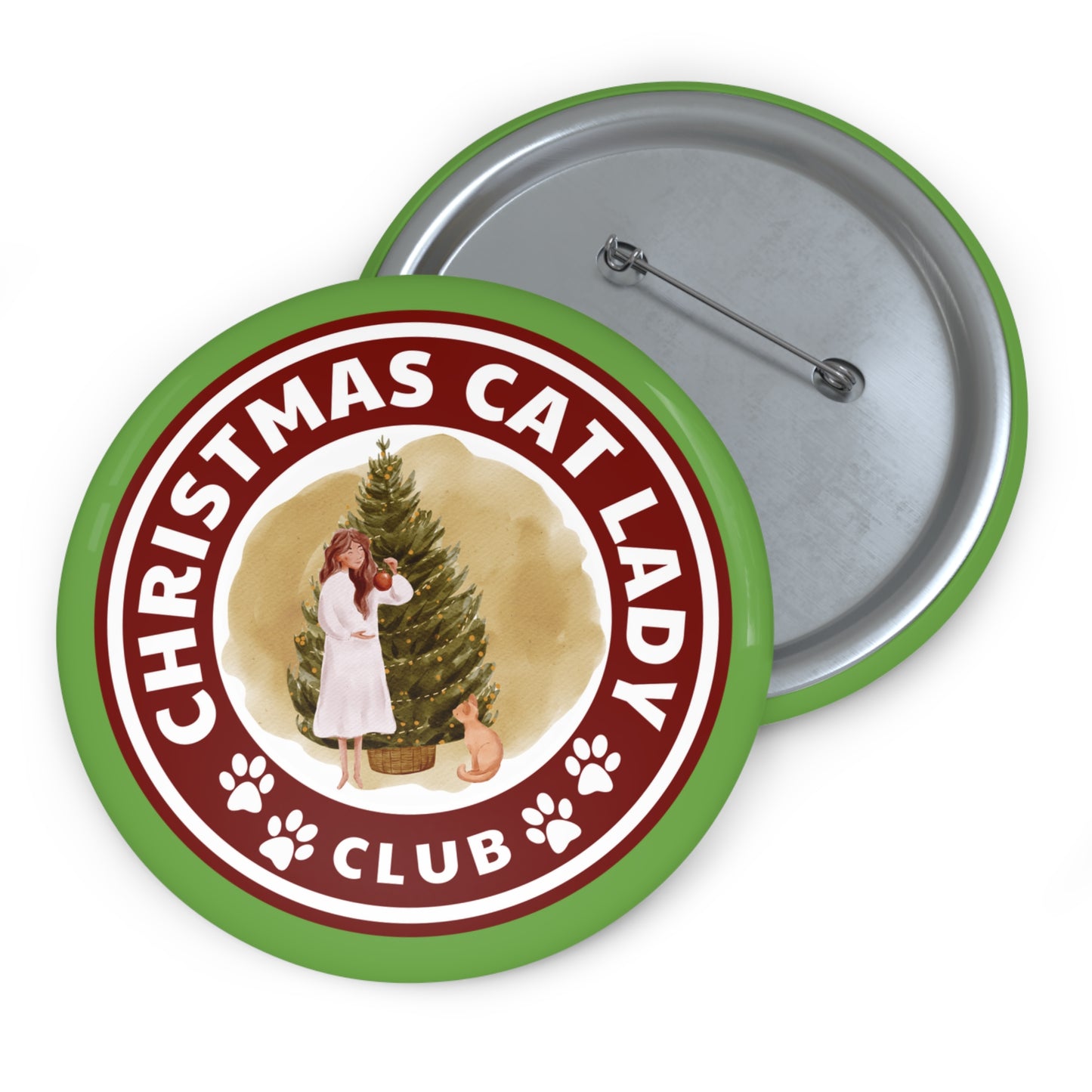 Christmas Cat Lady Club Pin Buttons