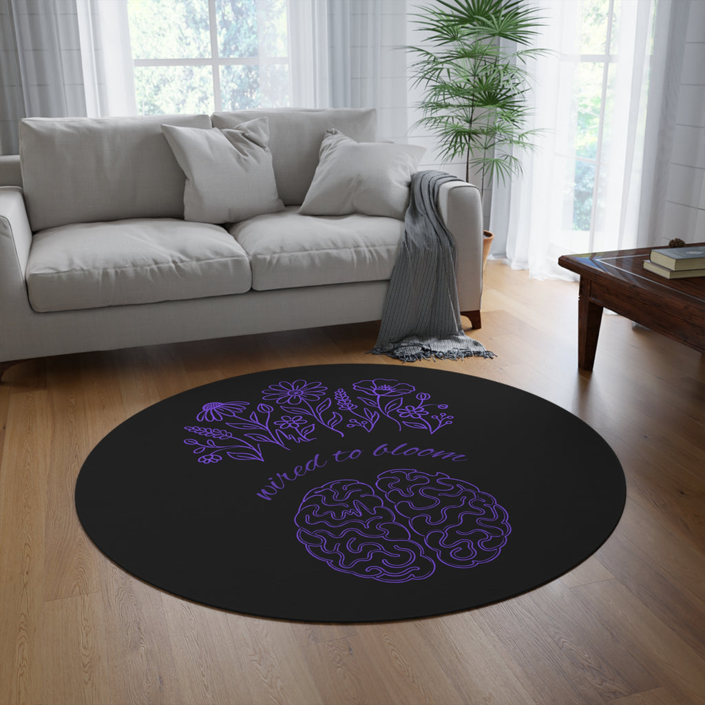 Wired to Bloom Epilepsy Awareness Round Rug