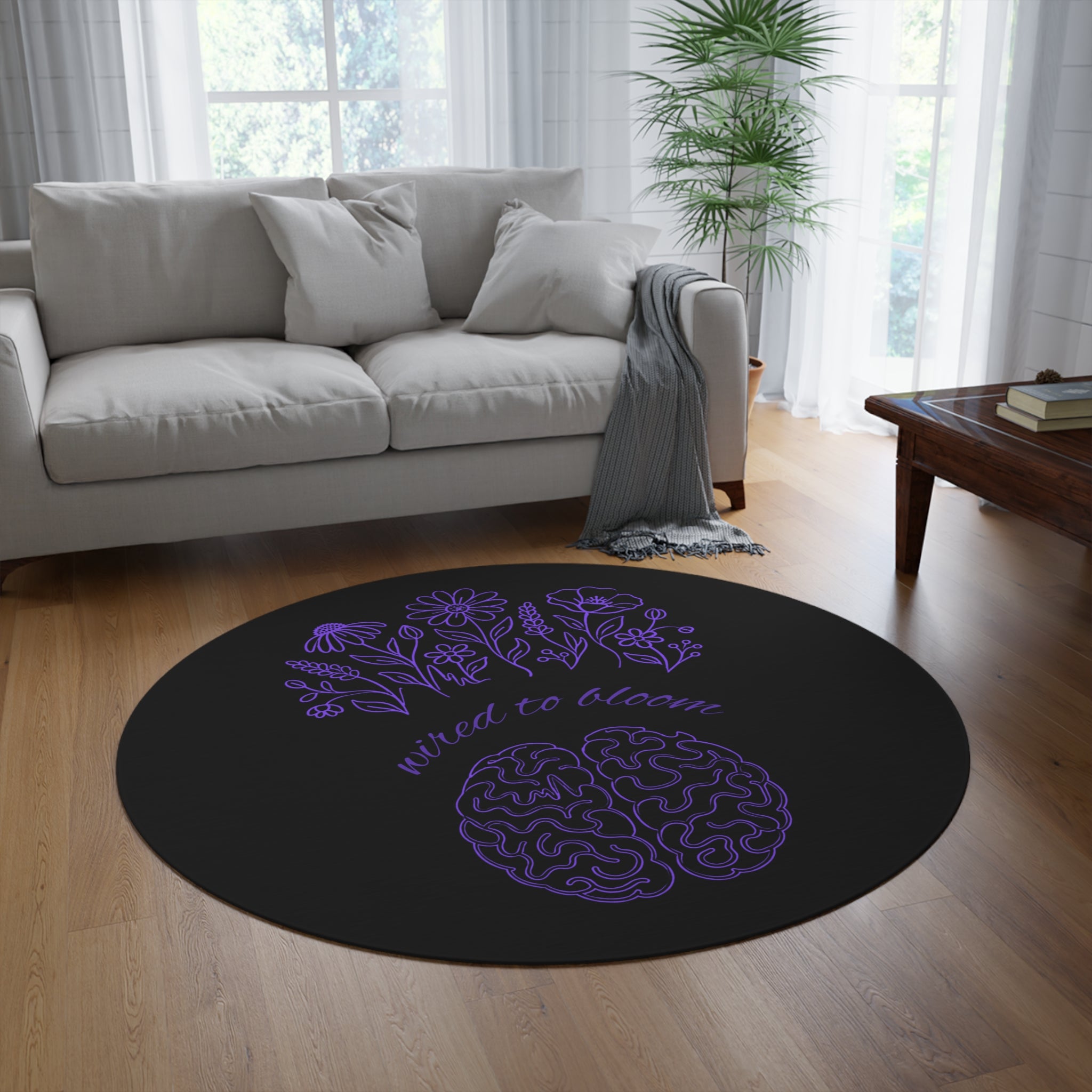 Wired to Bloom Epilepsy Awareness Round Rug