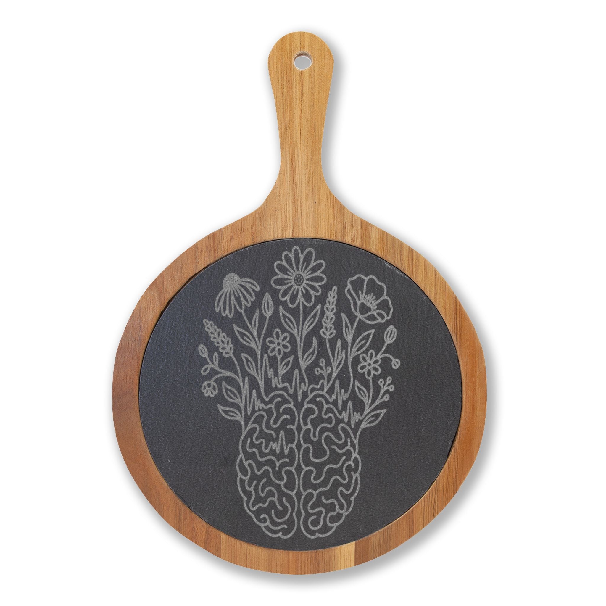Electric Wildflower Epilepsy Awareness Acacia and Slate Charcuterie Board