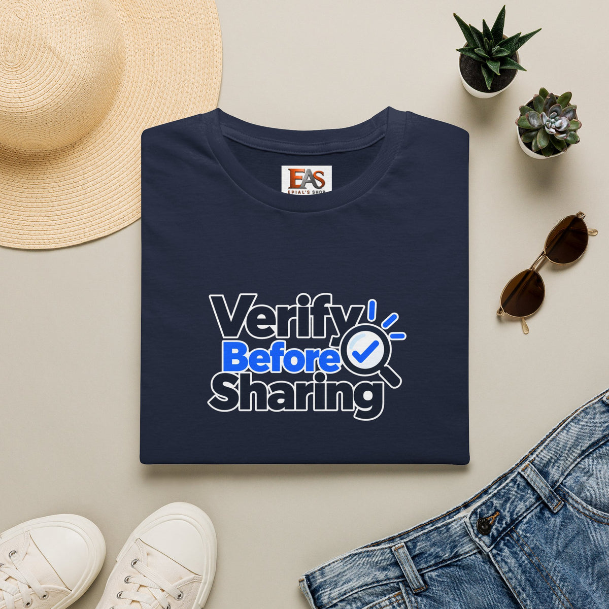 Verify Before Sharing T-Shirt | Critical Thinking & Media Literacy Graphic Tee