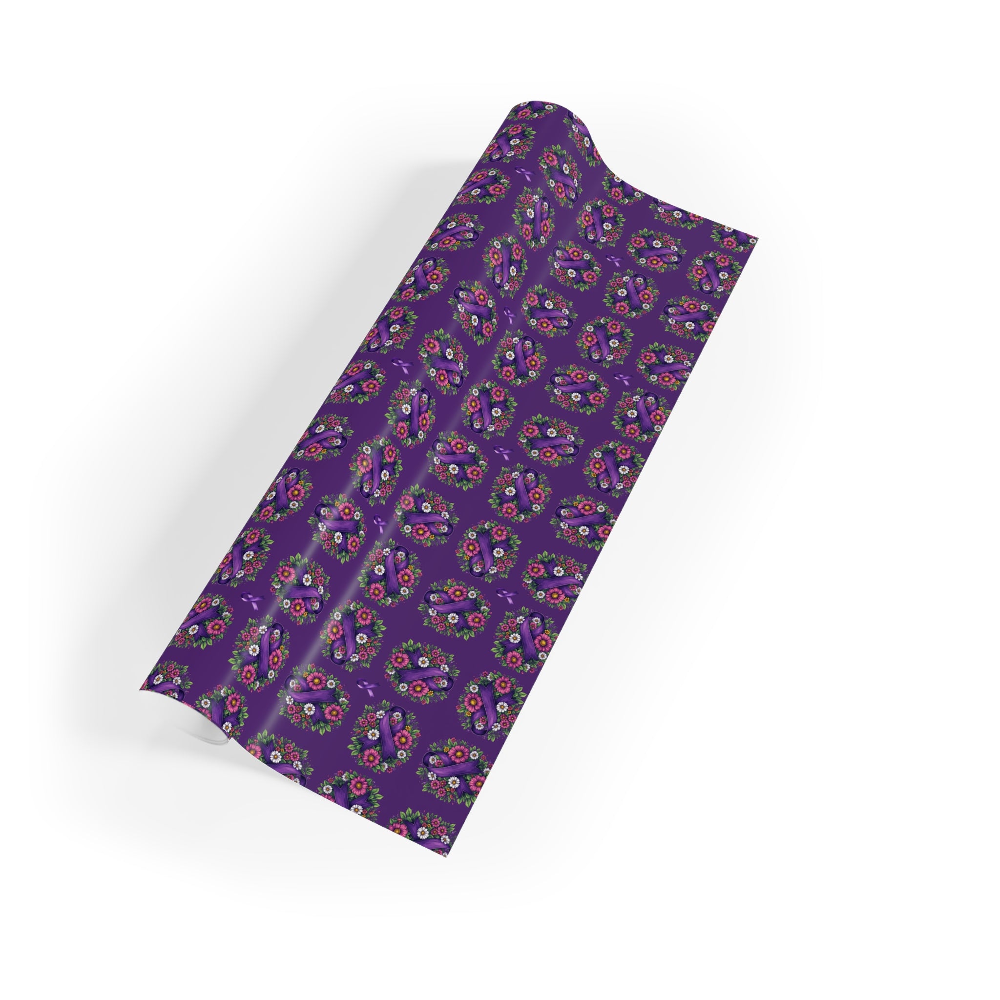 Purple Ribbon & Flowers Gift Wrapping Paper Roll - Paper Products, Gift Wrapping Paper - EpiAl's Shop
