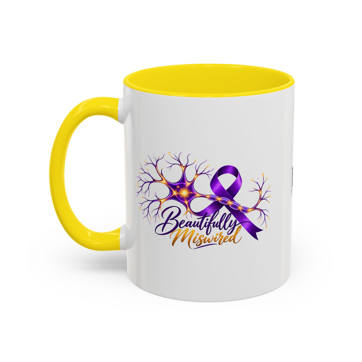 Beautifully Miswired Epilepsy Awareness Ceramic Mug | Purple Ribbon & Neuron Design (11/15oz)