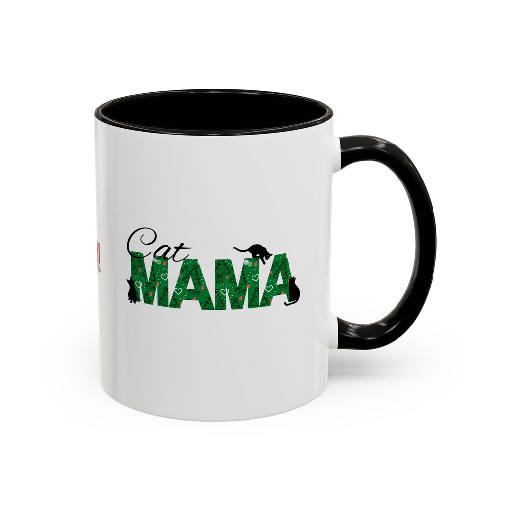 Christmas Cat Mama Accent Coffee Mug (11, 15oz)