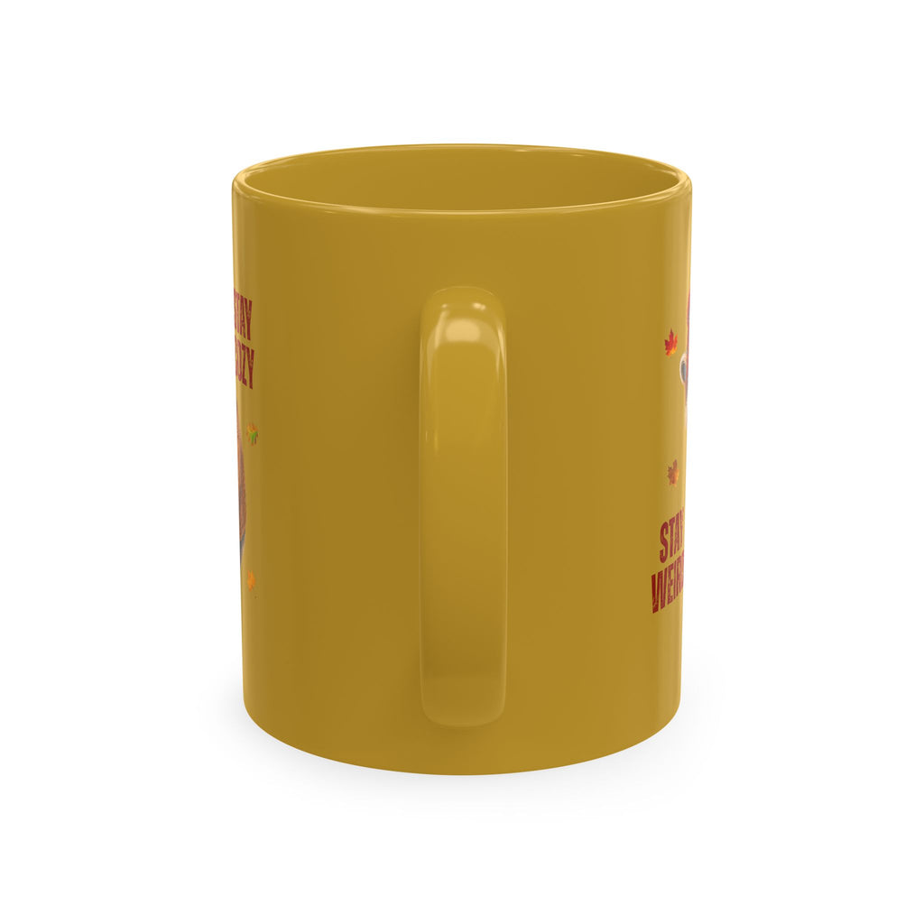 Jimothy “Stay Cozy, Stay Weird” Fall Raccoon Mug, 11 oz