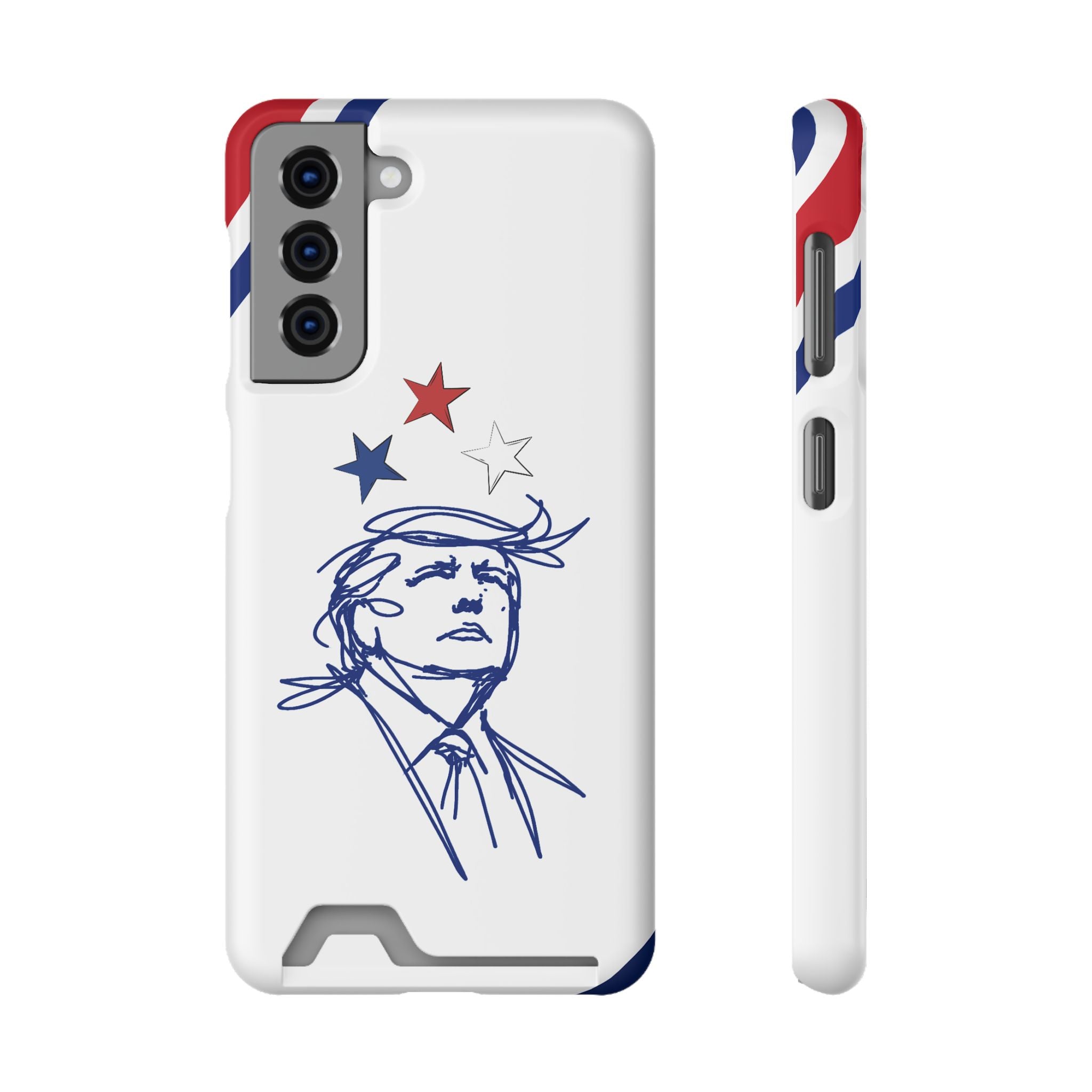 Swoop Guy iPhone Case – Minimal Line Portrait Patriotic Design, Slim Protective Case with Card Slot